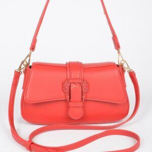 Vegan Metal Buckle Shoulder Bag